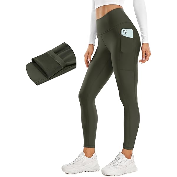 CRZ YOGA Fleecegevoerde legging voor dames 28 inch - Winterwarm casual lounge yoga workout wandelen thermische broek met hoge taille zwart XL
