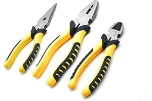 JANZOOM Set di 3 pinze resistenti - Pinze combinate da 20,3 cm, pinze da taglio diagonale da 15,2 cm, pinze a becco lungo 15,2 cm con manici morbidi