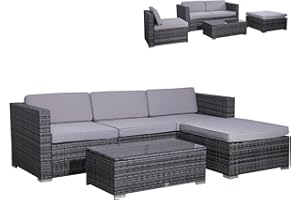 Svita California Poly Rattan Lounge Garden Sofa Set, Polyrattan Garden Furniture, Choice of Colours, grey