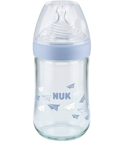 NIP Biberon En Verre 240 Ml Col Large Anti-Colique – Tétine ACTIFLEX Silicone, Débit Moyen M, Sans BPA, Fabriqué En Allemagne, Idéal Garçon Dès La Naissance
