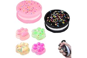 BBIURER 6 Stück Squishy Spielzeug Set mit 4 Katzenpfoten und 2 Keksen, Katzenpfoten Squishy, Stressabbau Spielzeug für Kinder und Erwachsene, Ideal für Partys und Entspannung