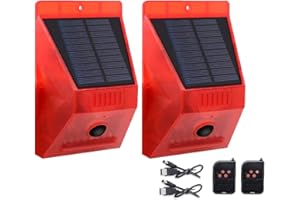 WINNES Luces Estroboscópicas Solares IP65 Impermeable Sensor de Movimiento Alarma de Seguridad Emergencia LED Lámpara Estroboscópica de Advertencia para Granja Villa Apartamento Patio Exterior (2 piezas)