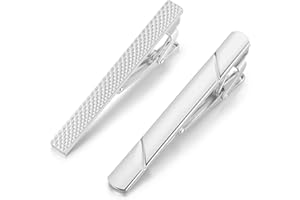 FveVqe Elegant Silver Stainless Steel Tie Clip, Minimalist Tie Pin for Men, Business Wedding Father's Day Graduation, 1.96" (Silver, One Size)