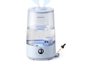 Homvana Humidifiers for Bedroom Home, 3.6L Cool Mist Top-Fill 34H Super Long Time, Quiet 23dB, Baby Humidifier, Oil Diffuser for Large Room, Plants, Nursery, Office BPA FREE, Ultrasonic (Blue)
