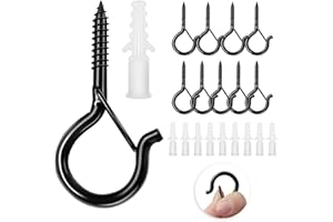 lohey 12 Pack Screw in Hooks, Q Hanger Wall Ceiling Hooks for Outdoor Christmas String Light, Birdcage, Feeders, Christmas Decor