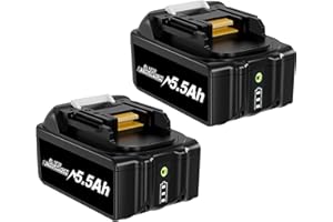 AIMAX 5.5Ah 18V Battery for Makita 2 Packs Li-Ion BL1850 Replacement Battery Compatible with Makita BL1830 BL1860 BL1840 BL1835 BL1845 194204-5 LXT-400 18V Cordless Tools