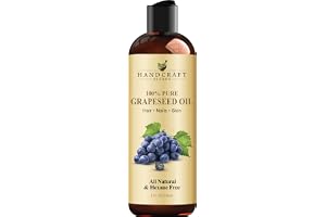 Handcraft Blends Druvfröolja, 236 ml, 100 % ren och naturlig, förstklassig bärarolja, hår- och kroppsolja, kallpressad och he