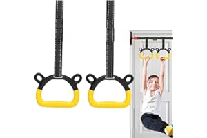 mefocou Gymnastics Rings Set For Kids, Portable Children Trapeze Bar Pull Up Rings, Indoor Gym,Gymnastics Rings With Adjustable Straps,Load Bearing 220lb