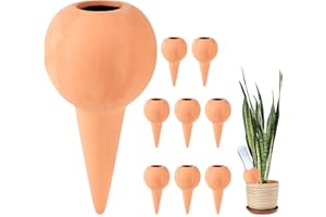 EXLECO 8X 360ml Cône en Argile Goutte à Goutte Grand Globes D'arrosage en Céramique Arrosage Bouteille Automatique Terre Cuite pour Arroser Distributeur d'eau pour Plantes Terracotta Watering Pots