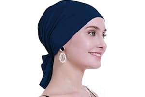 osvyo Bambusowa chustka na głowę dla kobiet po chemioterapii, wypadanie włosów, nowotwór, wsuwane nakrycie głowy, turbany, kapelusze, czapki, uszczelnione opakowanie, BAMBOO INDIGO BLUE, Rozmiar uniwersalny