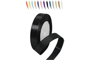 MORAINJAY 15mm Cinta de Satén Bien,23M Cinta Regalo Negro para Envolver Regalos,Cinta de Lazo,Cinta de Globos,Cinta de Ramo,Cinta de Cumpleaños Regalo,Cinta de Raso para Vestidos de Bodas Decoración