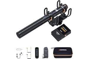 COMICA VM30 Microphone sans Fil 2.4G avec Shotgun Micro et Récepteur, Microphone Caméra Supercardioïde, Micro à Flèche sans Fil pour Cinéaste,Interview,Journaliste,Youtuber,Podcast