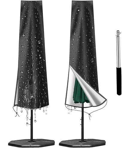 Rachmi Patio Cantilever Umbrella Cover for 9-13 Ft Umbrellas, 600D Water-resistant UV & Fade Resistant Cover Fits Round / Square Outdoor Garden Offset Parasol with Zipper & Rod, Khaki-Green