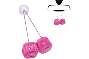 GRUVOX 6cm Long Hair Hot Stamping Dot Dice Plush Toy Fluffy Dice For Car Fluffy Car Dice Furry Dice For Car Car Interior Pendant Dice Square Car Pendant Car Interior Hanging Point Decoration Fluffy Dice