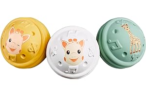 Sophie la Girafe - 3 piłki muzyczne Sophie la Girafe - zestawy przebudzenia - Różne dźwięki - Guma - Lekkie i łatwe do trzymania - Dla dzieci od 3 miesięcy