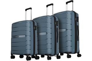 Aristocrat Liberty Set of 3 (Cabin+Medium+Large) Trolley Bags, Spanish Blue | 8-Wheels, Polypropylene Case, Sp...