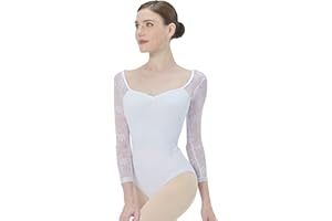 s.lemon Justaucorps Danse Classique,Manche Longue Dentelle Body Danse