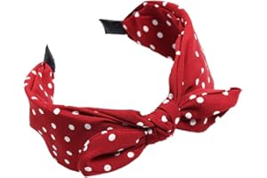 LABSTANDARD Haarreifen Schleife Breit Haarreifen Vintage Gepunktet Haarband Rockabilly Stirnband Haarschmuck Süß Kopfband für Damen Mädchen (Rot)