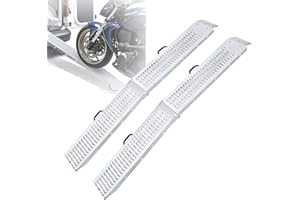 XMTECH Lot de 2 rampes de chargement pliables en acier galvanisé - 400 kg/paire - Rampes de chargement maximales pour remorque, moto, caravane, voiture - Argenté