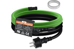 Vrietina Selbstregulierendes Heizkabel, 2M Frostschutz Heizkabel mit eingebautem Thermostat zum Schutz von Wasserrohren Ideal für Pflanzen Wasserdichte mit Schutzkontaktsteck 35W/m 230V IP68