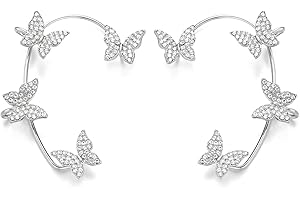 EIROVYA Clip per Orecchio a Farfalla, Elfo Orecchie Stud Giacca Orecchini Donne Orecchio Gioielli, 1 Paia