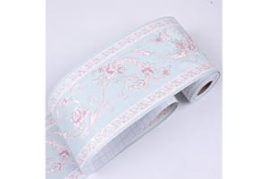 GouieRylin Wall Border-Autoadesivo adesiva muro decorativa Fiore blu 10.6cm X 500CM