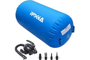 PPXIA Gymnastics Air Roller Air Barrel Inflatable Tumbling Mat, Tumble Track Backhandspring Mat Gymnastic Equipment with Pump for Yoga Training Cheerleading Home Use