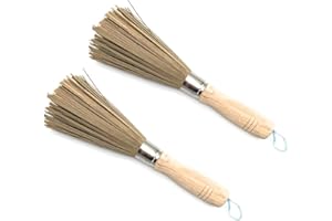 Schneespitze 2Pcs Wok Brosse Bambou,Outil de Nettoyage Wok Brosse Fouet Pot Brosse Naturel Wok Brosse Vaisselle pour Les Cuisines, Les Restaurants Et Les Outils De Nettoyage