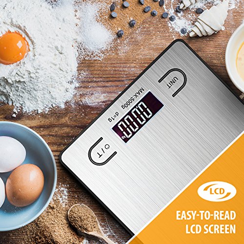 Topop Digitale Küchenwaage 11lb 5kg Gewichtskapazität 4 Maßeinheiten heller LCD-Schirm Silber Edelstahl - 4