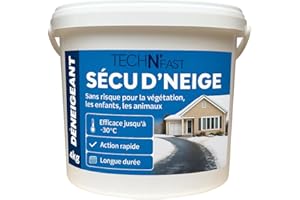 TECH N'FAST Sel de déneigement écologique longue durée - Déneigeant déverglaçant au magnésium - non agressif pour les animaux, les sols et la végétation- efficace jusqu'à -30°C - Seau hermétique de 4kg