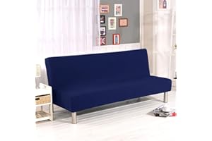 ShowyLive Housse Clic Clac 190x140CM Couverture de Canapé Extensible sans Bras 3 Places - Protection de Meubles pour canapé Pliable - Bleu