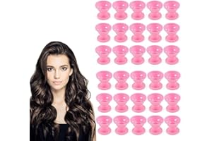 SGERUFZ 30 pequeños pcs rulos para el pelo de Silicona, Sin Calor, rizador pelo sin calor, Herramientas de Bricolaje unidades, heatless curls(Rosa)