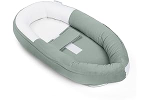 doomoo Cocoon Réducteur Nouveau-né, Ultra Confortable, Evolutif Dès la Naissance à 3 Mois, Tissu Doux & Respirant, Tetra Green