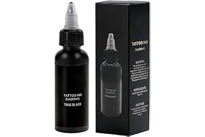 FONPOO Inchiostro per Tatuaggi da 60 ml, 2 oz di Inchiostro Tattoo, True Black, Inchiostro Tatuaggi Nero per Rivestire e Ombreggiare Tatuaggi (Nero)
