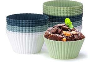 MUMDOYAL Ensemble de 24 moules à muffins en silicone - Moules en silicone sans BPA pour muffins et cupcakes - Moules à cupcakes réutilisables et antiadhésifs pour gâteaux, crèmes et puddings