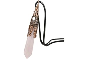 KYEYGWO Glückskristall Punkt Anhänger Halskette für Unisex, Amulett spirituelle Sechseck Stein Anhänger mit verstellbarer Schnur