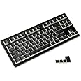 YMDK 87 PBT Double Shot Shine Through ANSI ISO OEM Profile Pudding Keyset Keycap for MX Mechanical Keyboard (87-Key Black) (Only Keycap)