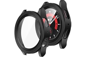 ZZDZZ 2 Stück Hülle Kompatibel mit Samsung Galaxy Watch 5 Pro 45mm Schutzhülle mit Displayschutz, Hart PC Ultradünne Stoßfeste Gehäuse für Galaxy Watch 5 Pro 45mm (Schwarz/Schwarz)