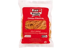 Fixo Bands - Caja Gomas Elásticas, 1.5 mm x 6 cm, 100 Gramos, Caucho, Perfectas para Mantener el Orden