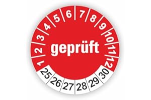 ‎FASSBENDER-DRUCK PRÜFPLAKETTEN Fassbender-Druck PRÜFPLAKETTEN - Hochwertige Prüfetiketten GEPRÜFT Ø 20mm - Selbstklebende PVC-Folie - Wartungsetiketten für Prüfung - Prüfplakette für Prüfungsnachweis (90 Stück)