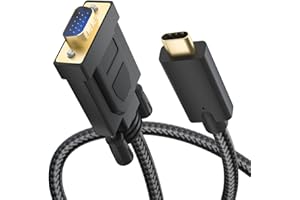 BolAAzuL Câble USB C vers VGA 1 m en nylon tressé - Câble adaptateur USB type C/Thunderbolt 3 vers VGA - Compatible avec MacBook Pro 2019/2018/2017, Samsung Galaxy S9/S8, Surface Book 2, Dell XPS
