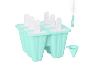 SUSNUAN Ice Cream Mould Set, Ice Lolly Moulds with Sticks, Ice Pop Moulds, 6 Pieces Reusable Silicone Popsicles Molds for Adult Kids (Green)