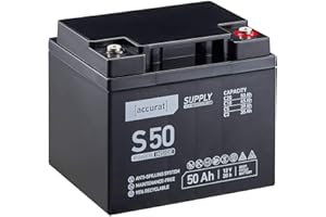 ‎ACCURAT Accurat AGM Batterie S50-12V, 50Ah, zyklenfest, wartungsfrei - VRLA Versorgungsbatterie, Blei Akku, Solarbatterie, Bootsbatterie für Wohnmobil, Wohnwagen, Camper, Bootsbatterie