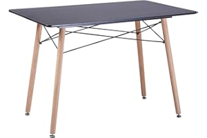 EGGREE - Mesa de comedor rectangular escandinava, diseño de mesa de cocina, patas de madera y marco de metal, 110 x 70 x 73 cm, color negro