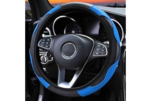 DIANE Car Steering Wheel Cover,Universal Size Steering Wheel Cover Fit 37-38cm/14.5-15inch,Anti-slip Carbon Microfiber,Breathable Car Accessory Steering Wheel Protector Cover (Blue)