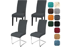 Yugarlibi Dining Chair Covers Set of 4 Stretch Chair Slipcovers Swing Chair Elastic Removable Dining Room Chair Covers Reusable Washable Chair Protector for Hotel Banquet Ceremony (Dark Grey, 4 pcs)