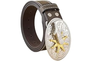 FACKLOXC Cinturón de vaquero con hebilla de flores grabadas para hombre, estilo occidental con hebilla , cinturón de mezclilla vintage occidental, cinturón de cuero con hebilla de flores grabadas