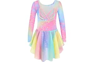 Arshiner Ballettkleidung Mädchen 2-10 Jahre Ballettkleid Langarm Kinder Ballett Tanzkleid Rückenfrei Baumwolle Ballettanzug Tanzbody mit Ballettrock Tutu