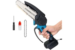 STARMINGSTM Mini Kettensäge Ersatz für Makita DUC101Z Akku-Astsäge, 6 Zoll Akku Kettensäge Mit 2 Ketten, kleine Ölflaschen,Handkettensäge Akku für Gartenscheren Astschere Holzschneidenz（Ohne Akku）