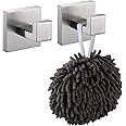 KOKOSIRI Bath Towel Hook Wall Mount Square Robe Hook Coat Hook, Bathroom Kitchen Garage Heavy Duty Wall Mounted, SUS 304 Stainless Steel, Brushed Nickel, B1010BR-P2